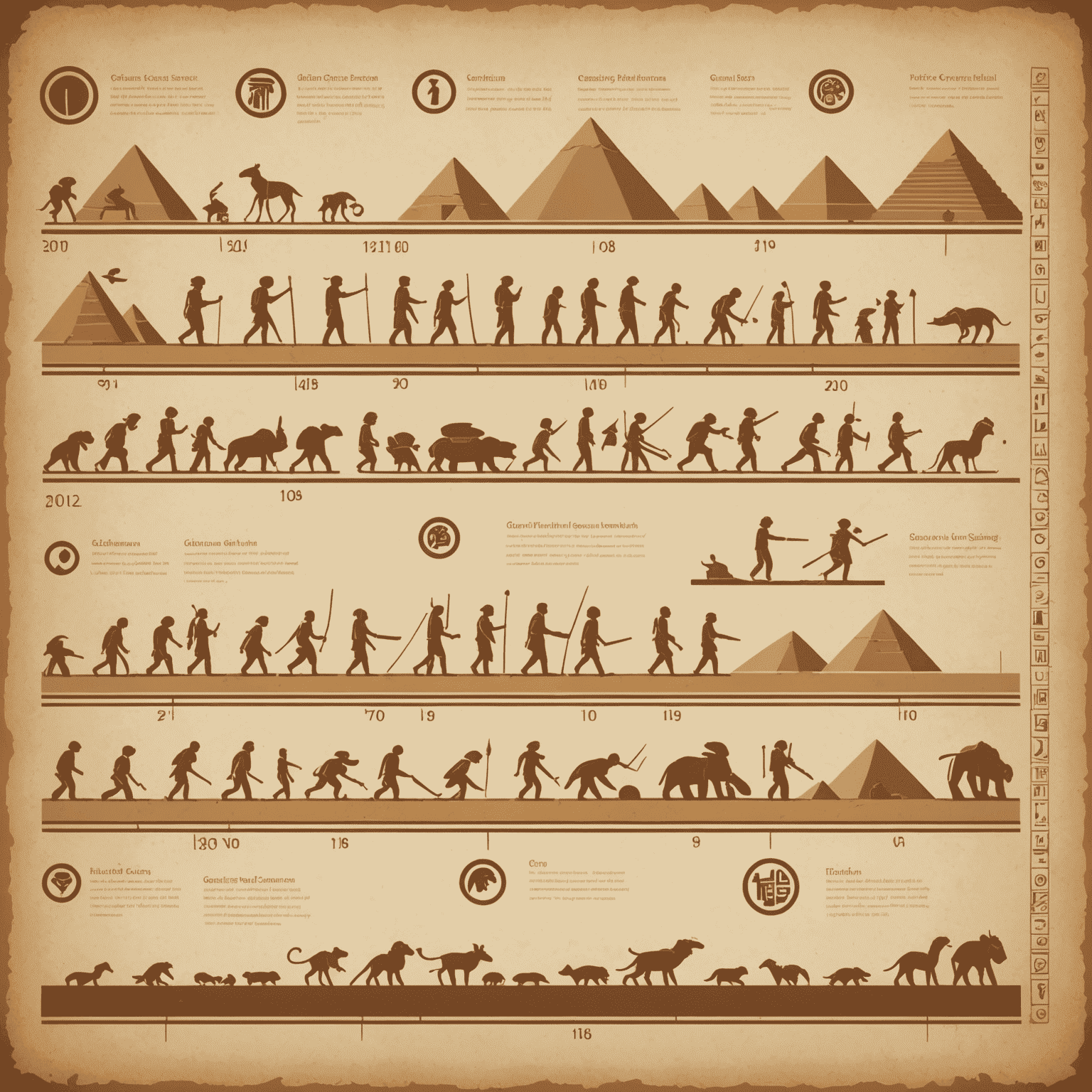 A timeline illustration showing the evolution of abstract games from ancient hieroglyphs to modern minimalist game designs